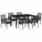 vidaXL Set da Pranzo per Giardino 7 pcs Nero 150 x 90 x 75 cm