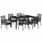 vidaXL Set da Pranzo per Giardino 7 pcs Nero 150 x 90 x 75 cm