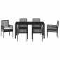 vidaXL Set da Pranzo per Giardino 7 pcs Nero 150 x 90 x 75 cm