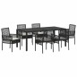 vidaXL Set da Pranzo per Giardino 7 pcs Nero 190 x 90 x 75 cm