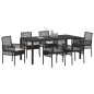 vidaXL Set da Pranzo per Giardino 7 pcs Nero 190 x 90 x 75 cm