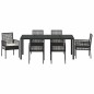vidaXL Set da Pranzo per Giardino 7 pcs Nero 190 x 90 x 75 cm
