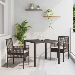 vidaXL Set da Pranzo per Giardino 3 pcs Marrone 90 x 90 x 75 cm