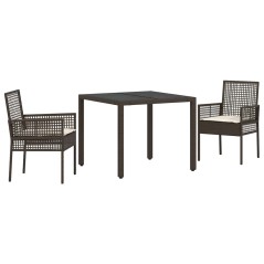 vidaXL Set da Pranzo per Giardino 3 pcs Marrone 90 x 90 x 75 cm