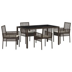 vidaXL Set da Pranzo per Giardino 5 pcs Marrone 150 x 90 x 75 cm