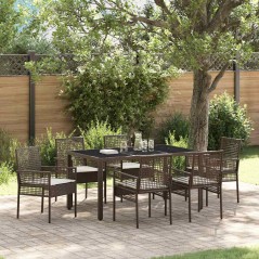 vidaXL Set da Pranzo per Giardino 7 pcs Marrone 150 x 90 x 75 cm