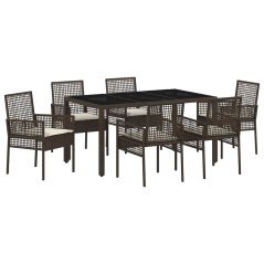 vidaXL Set da Pranzo per Giardino 7 pcs Marrone 150 x 90 x 75 cm
