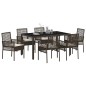 vidaXL Set da Pranzo per Giardino 7 pcs Marrone 150 x 90 x 75 cm