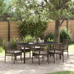 vidaXL Set da Pranzo per Giardino 7 pcs Marrone 190 x 90 x 75 cm