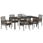 vidaXL Set da Pranzo per Giardino 7 pcs Marrone 190 x 90 x 75 cm