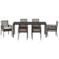 vidaXL Set da Pranzo per Giardino 7 pcs Marrone 190 x 90 x 75 cm