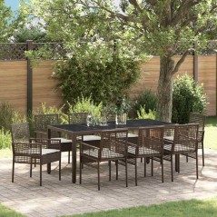 vidaXL Set da Pranzo per Giardino 9 pcs Marrone 190 x 90 x 75 cm