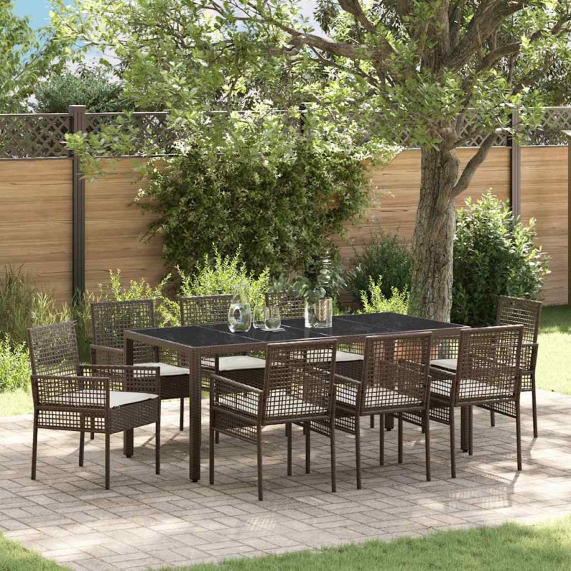 vidaXL Set da Pranzo per Giardino 9 pcs Marrone 190 x 90 x 75 cm vidaXL Set da Pranzo per Giardino 9 pcs Marrone 190 x 90 x 75 cm
