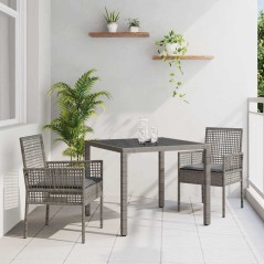vidaXL Set da Pranzo per Giardino 3 pcs Grigio 90 x 90 x 75 cm