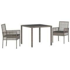 vidaXL Set da Pranzo per Giardino 3 pcs Grigio 90 x 90 x 75 cm
