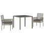 vidaXL Set da Pranzo per Giardino 3 pcs Grigio 90 x 90 x 75 cm