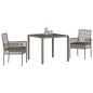 vidaXL Set da Pranzo per Giardino 3 pcs Grigio 90 x 90 x 75 cm