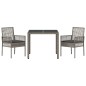 vidaXL Set da Pranzo per Giardino 3 pcs Grigio 90 x 90 x 75 cm