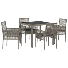 vidaXL Set da Pranzo per Giardino 5 pcs Grigio 90 x 90 x 75 cm