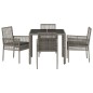 vidaXL Set da Pranzo per Giardino 5 pcs Grigio 90 x 90 x 75 cm