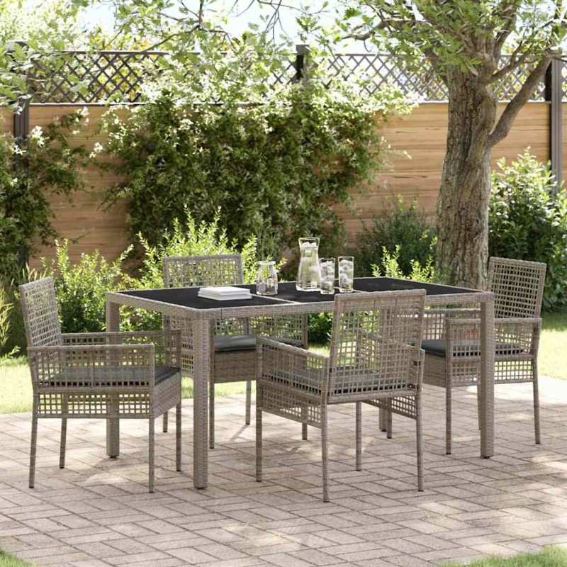 vidaXL Set da Pranzo per Giardino 5 pcs Grigio 150 x 90 x 75 cm vidaXL Set da Pranzo per Giardino 5 pcs Grigio 150 x 90 x 75 cm