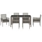 vidaXL Set da Pranzo per Giardino 7 pcs Grigio 150 x 90 x 75 cm vidaXL Set da Pranzo per Giardino 7 pcs Grigio 150 x 90 x 75 cm