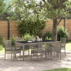 vidaXL Set da Pranzo per Giardino 7 pcs Grigio 190 x 90 x 75 cm