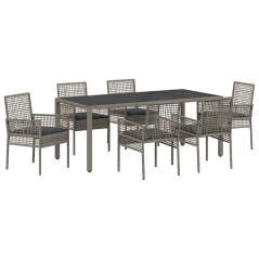 vidaXL Set da Pranzo per Giardino 7 pcs Grigio 190 x 90 x 75 cm
