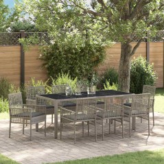 vidaXL Set da Pranzo per Giardino 9 pcs Grigio 190 x 90 x 75 cm