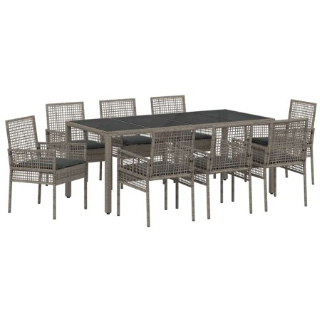 vidaXL Set da Pranzo per Giardino 9 pcs Grigio 190 x 90 x 75 cm