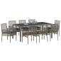 vidaXL Set da Pranzo per Giardino 9 pcs Grigio 190 x 90 x 75 cm vidaXL Set da Pranzo per Giardino 9 pcs Grigio 190 x 90 x 75 cm