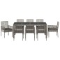 vidaXL Set da Pranzo per Giardino 9 pcs Grigio 190 x 90 x 75 cm vidaXL Set da Pranzo per Giardino 9 pcs Grigio 190 x 90 x 75 cm