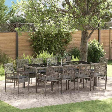 vidaXL Set da Pranzo per Giardino 11 pcs Grigio 250 x 100 x 75 cm