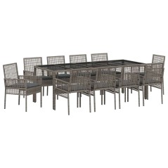 vidaXL Set da Pranzo per Giardino 11 pcs Grigio 250 x 100 x 75 cm