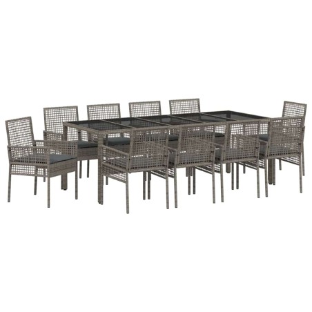 vidaXL Set da Pranzo per Giardino 11 pcs Grigio 250 x 100 x 75 cm