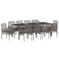 vidaXL Set da Pranzo per Giardino 11 pcs Grigio 250 x 100 x 75 cm
