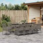 vidaXL Set da Pranzo per Giardino 11 pcs Grigio 250 x 100 x 75 cm