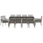 vidaXL Set da Pranzo per Giardino 11 pcs Grigio 250 x 100 x 75 cm
