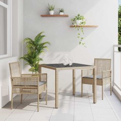 vidaXL Set da Pranzo per Giardino 3 pcs Beige 90 x 90 x 75 cm