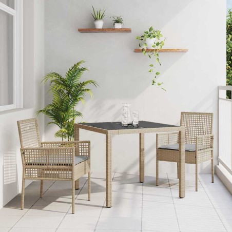 vidaXL Set da Pranzo per Giardino 3 pcs Beige 90 x 90 x 75 cm
