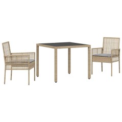 vidaXL Set da Pranzo per Giardino 3 pcs Beige 90 x 90 x 75 cm