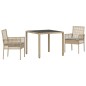 vidaXL Set da Pranzo per Giardino 3 pcs Beige 90 x 90 x 75 cm vidaXL Set da Pranzo per Giardino 3 pcs Beige 90 x 90 x 75 cm