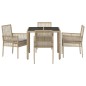vidaXL Set da Pranzo per Giardino 5 pcs Beige 90 x 90 x 75 cm vidaXL Set da Pranzo per Giardino 5 pcs Beige 90 x 90 x 75 cm