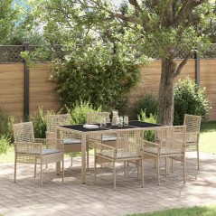 vidaXL Set da Pranzo per Giardino 7 pcs Beige 150 x 90 x 75 cm