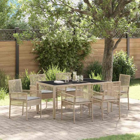 vidaXL Set da Pranzo per Giardino 7 pcs Beige 150 x 90 x 75 cm
