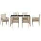 vidaXL Set da Pranzo per Giardino 7 pcs Beige 150 x 90 x 75 cm