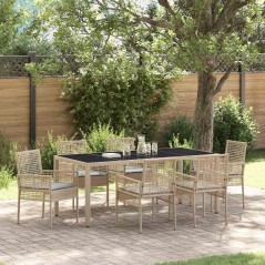 vidaXL Set da Pranzo per Giardino 7 pcs Beige 190 x 90 x 75 cm