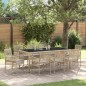 vidaXL Set da Pranzo per Giardino 9 pcs Beige 190 x 90 x 75 cm vidaXL Set da Pranzo per Giardino 9 pcs Beige 190 x 90 x 75 cm