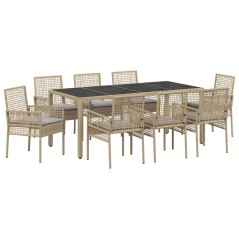 vidaXL Set da Pranzo per Giardino 9 pcs Beige 190 x 90 x 75 cm