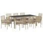 vidaXL Set da Pranzo per Giardino 9 pcs Beige 190 x 90 x 75 cm vidaXL Set da Pranzo per Giardino 9 pcs Beige 190 x 90 x 75 cm